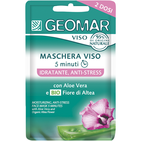Geomar Maschera Viso Idratante Anti-Stress con Fiore di Altea Biologico e Aloe Vera