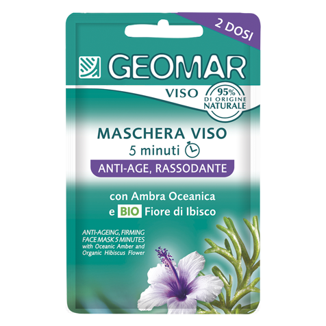 Geomar Maschera Viso Anti-Age Rassodante con Fiore di Ibisco Biologico e Ambra Oceanica