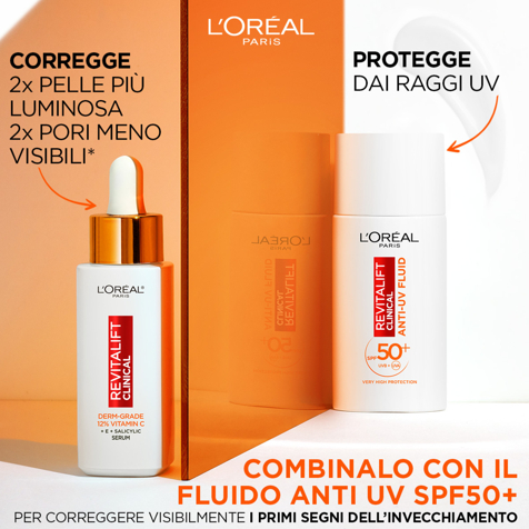 L'Oréal Revitalift Clinical 12% Pura Vitamina C + E + Acido Salicilico Siero Discromie Pori e Rughe