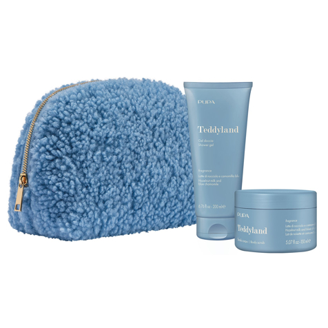 Pupa Teddyland Gel Doccia 200ml E Scrub Corpo 150ml Latte Di Nocciola E Camomilla Blu