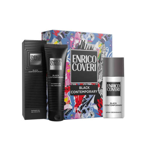 Enrico Coveri Set Black Contemporary Pour Homme con Shower Gel 300ml e Deodorante Spray 150ml